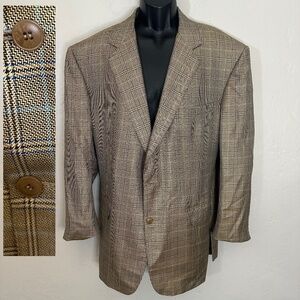 Lombardo Custom Plaid Blazer 48R Gently worn Wool blend 2 button Side vents